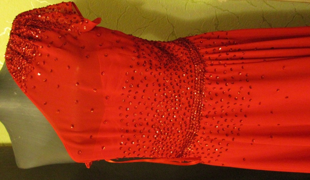 Dress decoration with sequins and beads